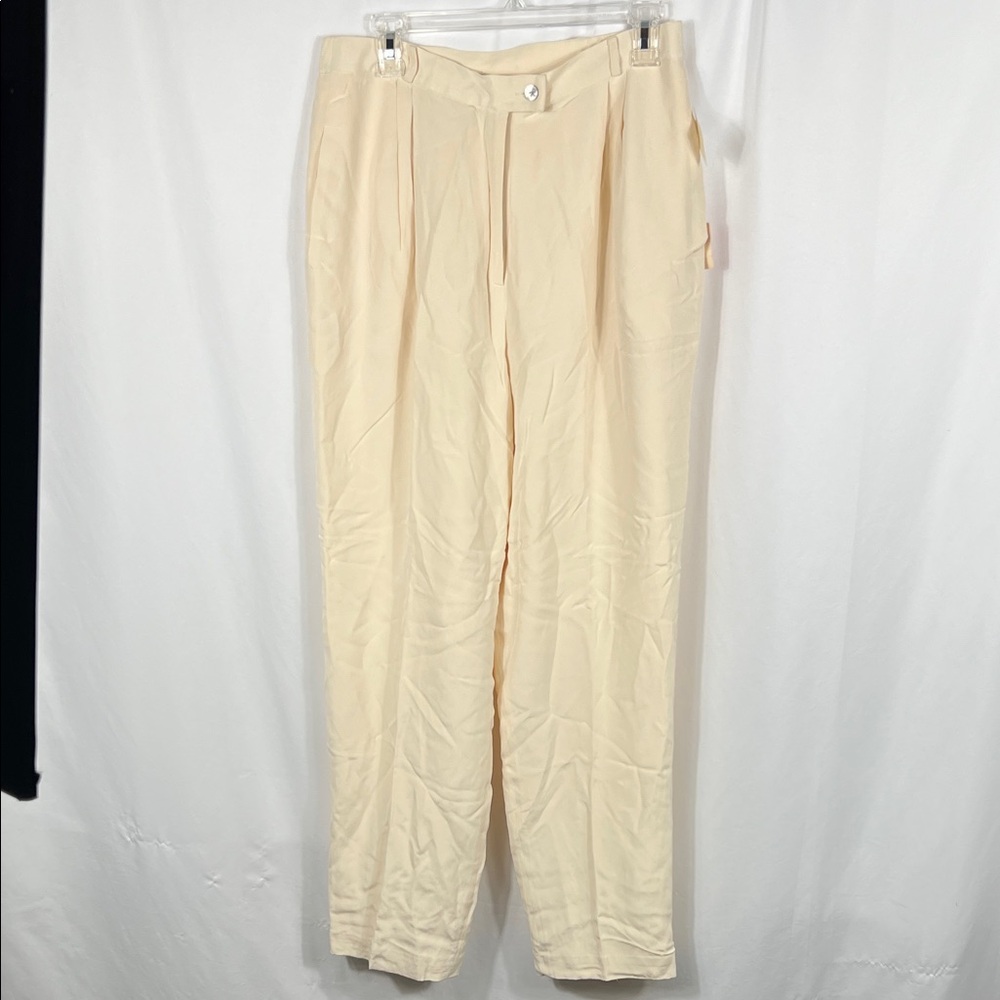 Vintage 80’s Lauren Matthew’s Women’s Ivory Pants Size 14 100% Silk New